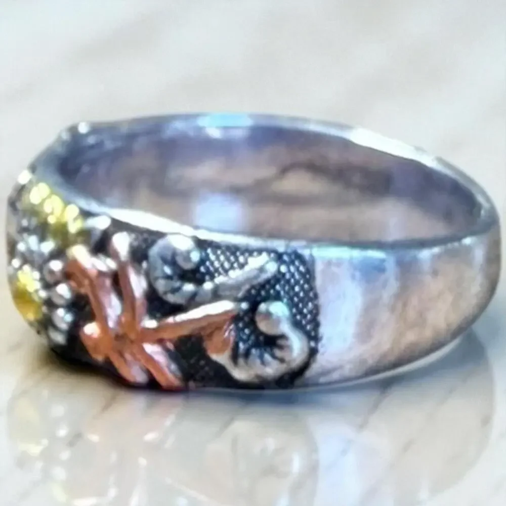 Dragonfly & Lotus Flower Silver Band New
